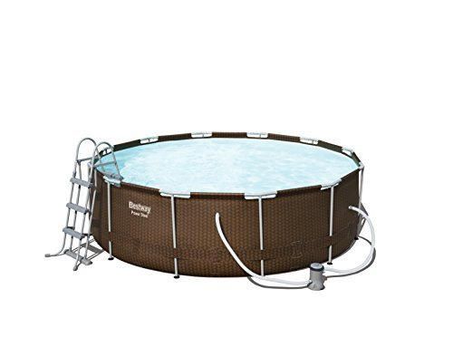 Piscina Desmontable Tubular Bestway Power Steel Diseño Rattan 366x100 cm Depuradora de