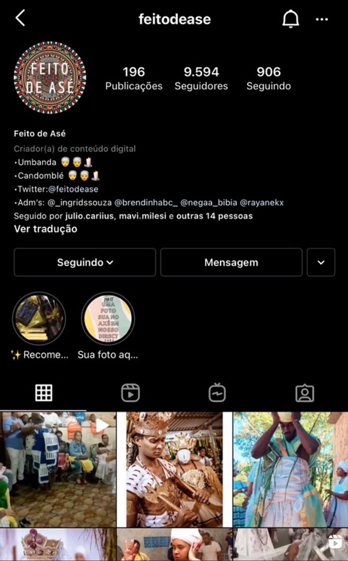 Moda Página do Insta Feito de Asé