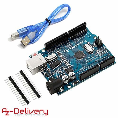 Social AZDelivery Placa de desarrollo Microcontrolador Atmega328P con cable USB compatible con Arduino