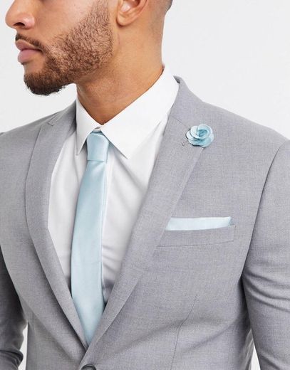 Burton Menswear wedding tie & pin set in turquoise floral