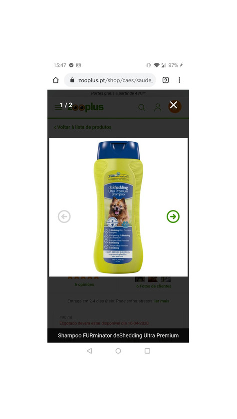 Producto Champô Furminator anti queda de pêlo