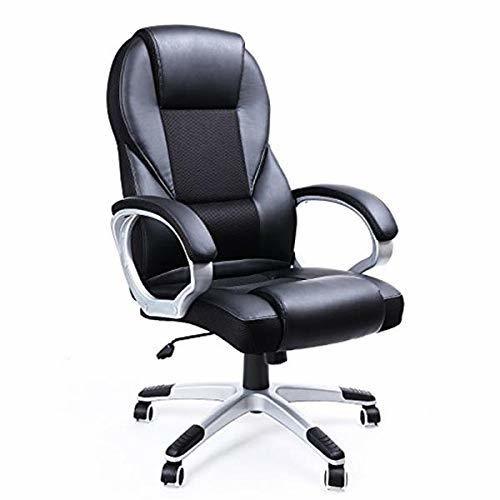 Elemento de la categoría hogar SONGMICS Silla giratoria de oficina estudio Ergonómica PU con ruedas Negro OBG22B