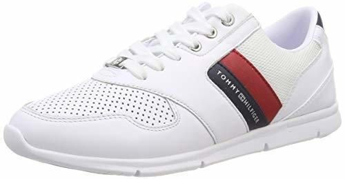 Tommy Hilfiger Lightweight Leather Sneaker, Zapatillas para Mujer, Rojo
