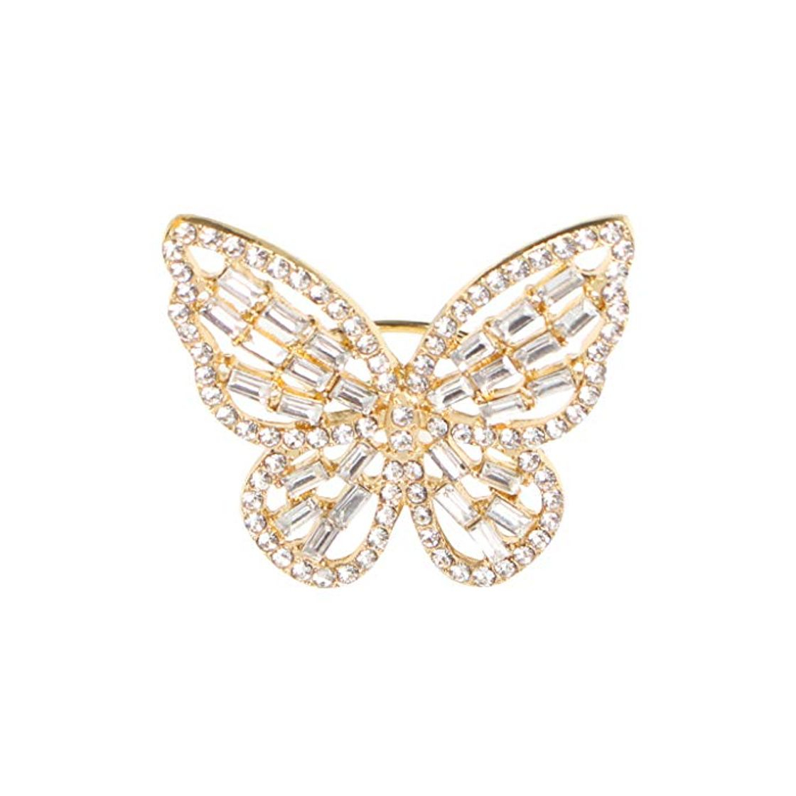 Fashion niumanery Sparkling Cubic Zircon Crystal Inlaid Flying Butterfly Rings Band Women Jewelry Gold