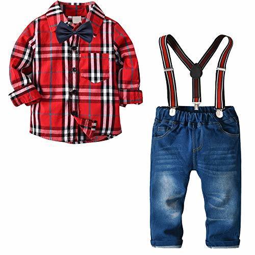 Producto Nwada Conjunto Niño Ropa Bebé Pascua Traje Esmoquin Primavera Camisa Rojo Cuadros