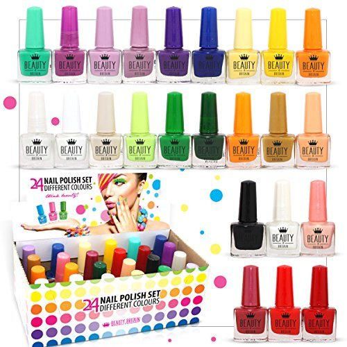 Set De 24 Esmalte De Uñas 24 Colores Diferentes Botella Moderna De