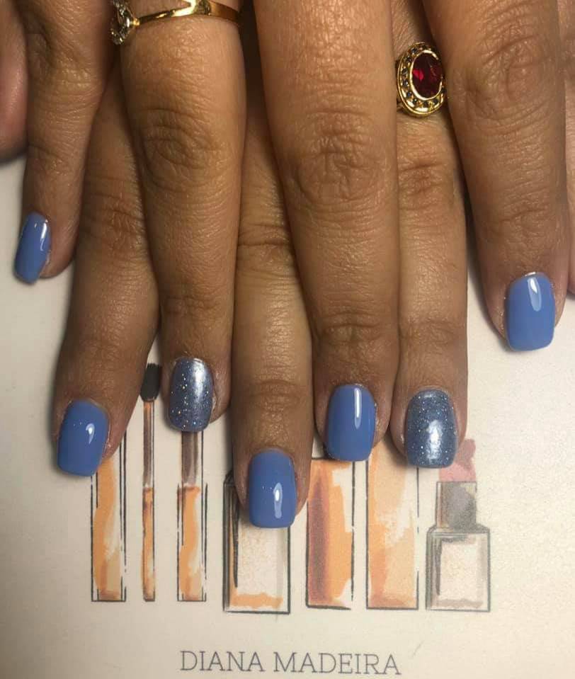 Moda Unhas - Azul com Efeito Metálico 