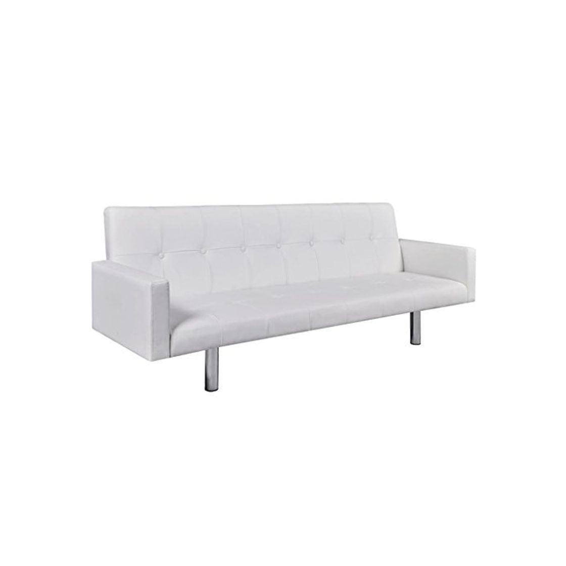 Productos vidaXL Sofá Cama con Reposabrazos de Cuero Artificial Blanco Sillón Extendible