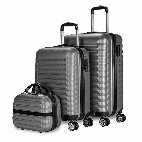 Social NEWTECK Juego Maletas y Neceser 3 pzs, Maleta Mediana y Pequeña 20"(53x33,5x22cm)