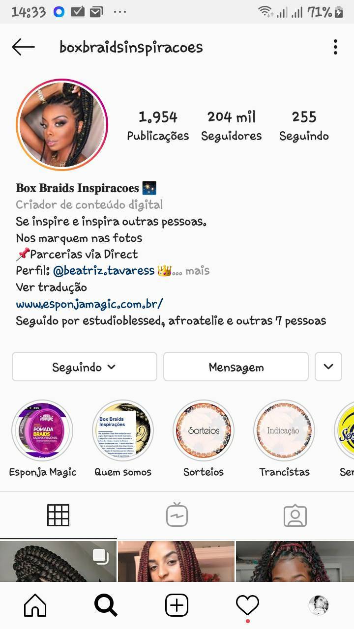 Fashion Perfil do Insta para Inspirações de BoxBraids