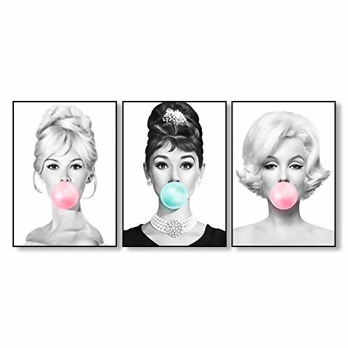 Lugar Audrey Hepburn Bubble Gum Wall Art Canvas Fashion Posters Brigitte Bardot &