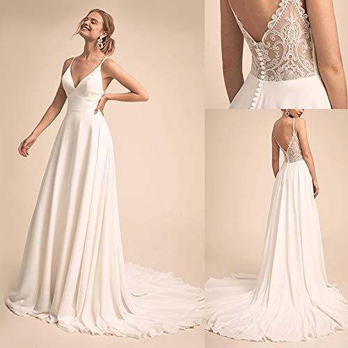 Product Unbekannt Vestido de Novia romántica Simple y con Cuello en V con