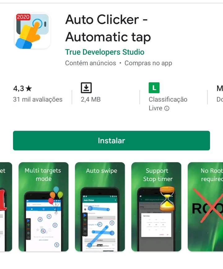 App Auto clicker. Suas chances de ganhar sorteios vai aumentar 