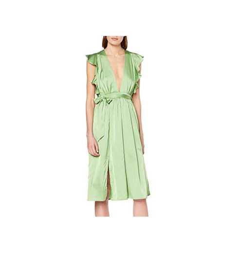 Glamorous Plunge Front Midi Dress Vestido, Verde