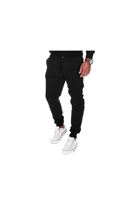 Moda MERISH Pantalones Jogger Hombre Deportivos Joggers Modell 211 Negro L