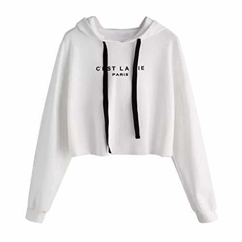 Women Sweatshirt Hoodies Short Letter Casual Long Sleeve Jumper Pullover Solid Blouse