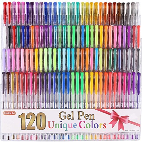 Social Shuttle Art – Juego de bolígrafos de tinta de gel de 120 colores