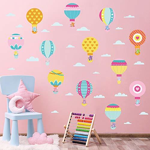 Productos decalmile Pegatinas de Pared Globos Aerostáticos Bebés Vinilos Decorativos Oso Nube Adhesivos