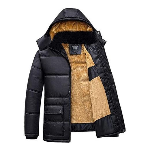 Chaqueta Parka Hombre Abrigos Parka con Capucha Cálido Abrigo de Algodón Prueba