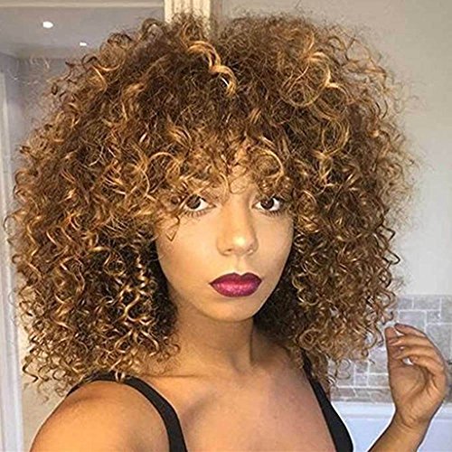 Social Pelucas sintéticas rizadas Afro para las mujeres negras Peluca rizada rizada rizada