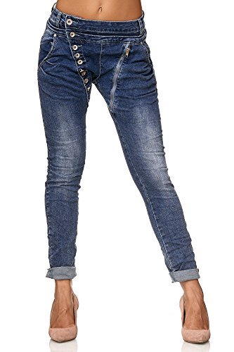 Producto Elara Vaqueros de Mujer Boyfriend Baggy Botones Chunkyrayan C613MK/H-F Dk.Blue 42/XL