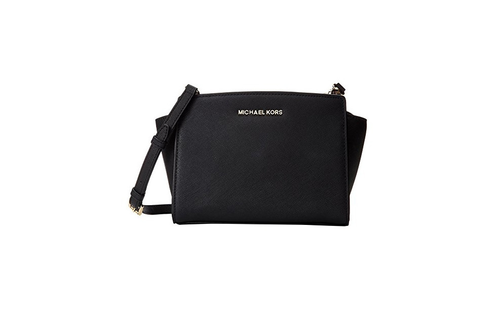 Fashion Michael Kors Selma Medium Messenger, Bolso bandolera para Mujer, Negro