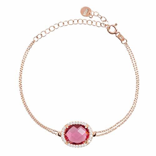 Social Beatrice Oval Gemstone Bracelet Rose Gold Pink Tourmaline