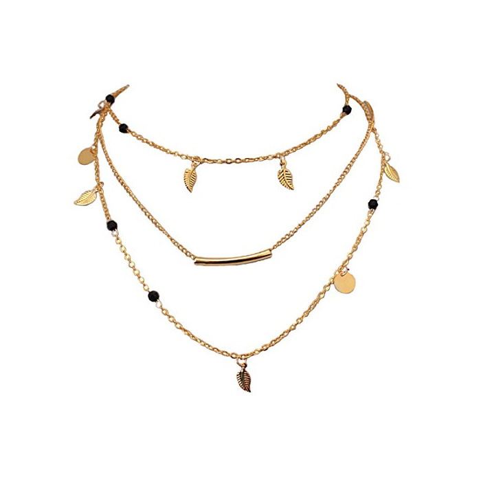 Social Tpocean Boho Gold Collar Layered y largo del ahogador