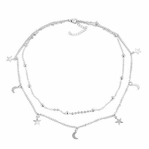 Producto joyliveCY Doble Capa Star Moon Necklace Choker Bonito Regalo para Mujer niña