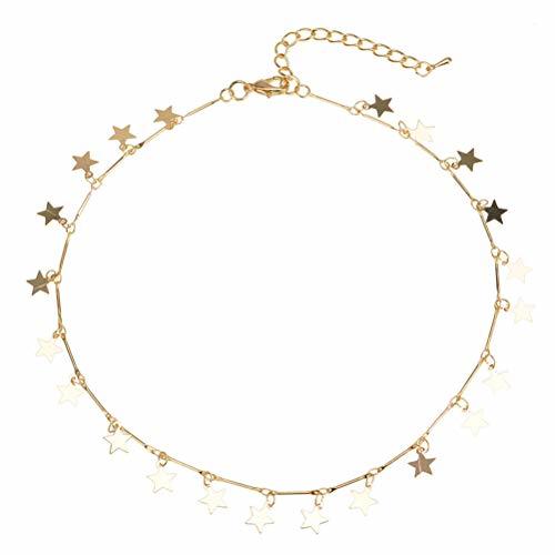 Social FENICAL Collar de gargantilla de mujer Collar de estrella afortunada Cadena de