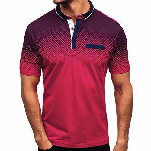 Place Camisa para Hombre Manga Corta con Estampado Degradado Casual Deportiva Gimnasio Camiseta