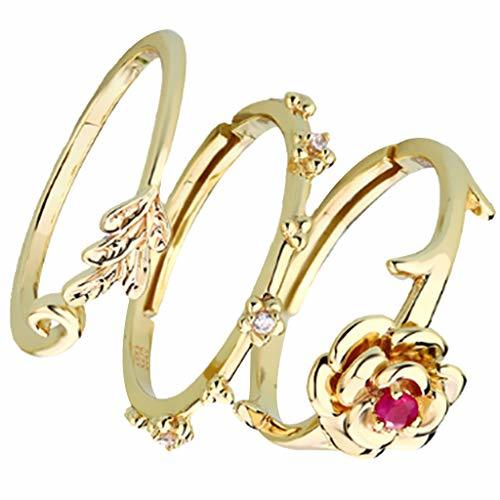 Place P Prettyia 3 Juego De Anillos De Diamantes Joyas con Incrustaciones Cúbicas