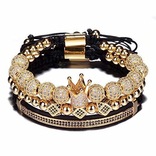 Lugar AK-Z pulsera hombre 3 Piezas/Set de Hip Hop Pulsera con Corona de