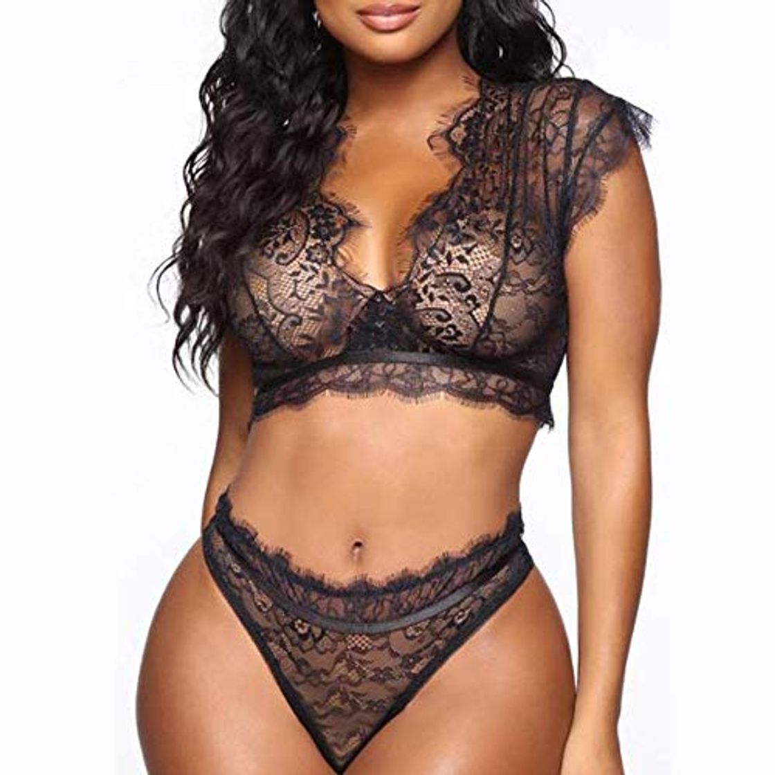Social Más El Tamaño De Las Mujeres Ropa Interior Atractiva De La Ropa Interior Transparente Del Cordón De Las Mujeres De La Muñeca De La Ropa Interior Trajes Atractivos Del Sujetador Calzoncillos Langerie Z