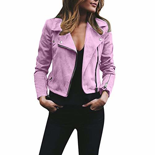 Fashion SHOBDW LiquidacióN Ventas Mujeres SeñOras Retro SóLido Remache Cremallera Chaqueta De Bombardero