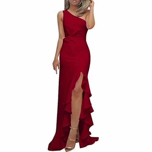 Social SHOBDW Vestidos Mujer Día De San Valentín Presente SóLido Un Hombro Vestido