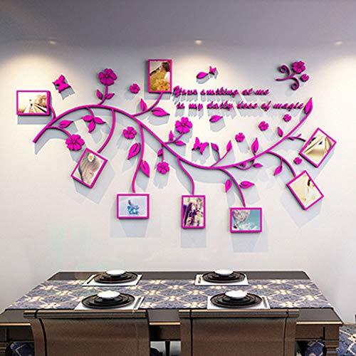 Place 3D Pegatinas de Pared Vinilos Árbol con Hoja Purpura y Marcos de