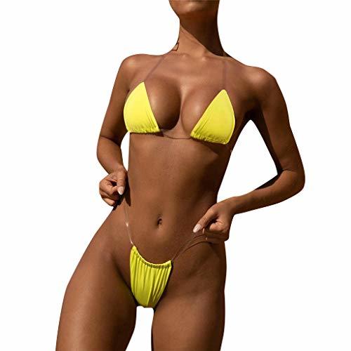 Social Bikinis Mujer 2019 Push up Sexy Bikini de Tres Puntos Transparente Brasileños