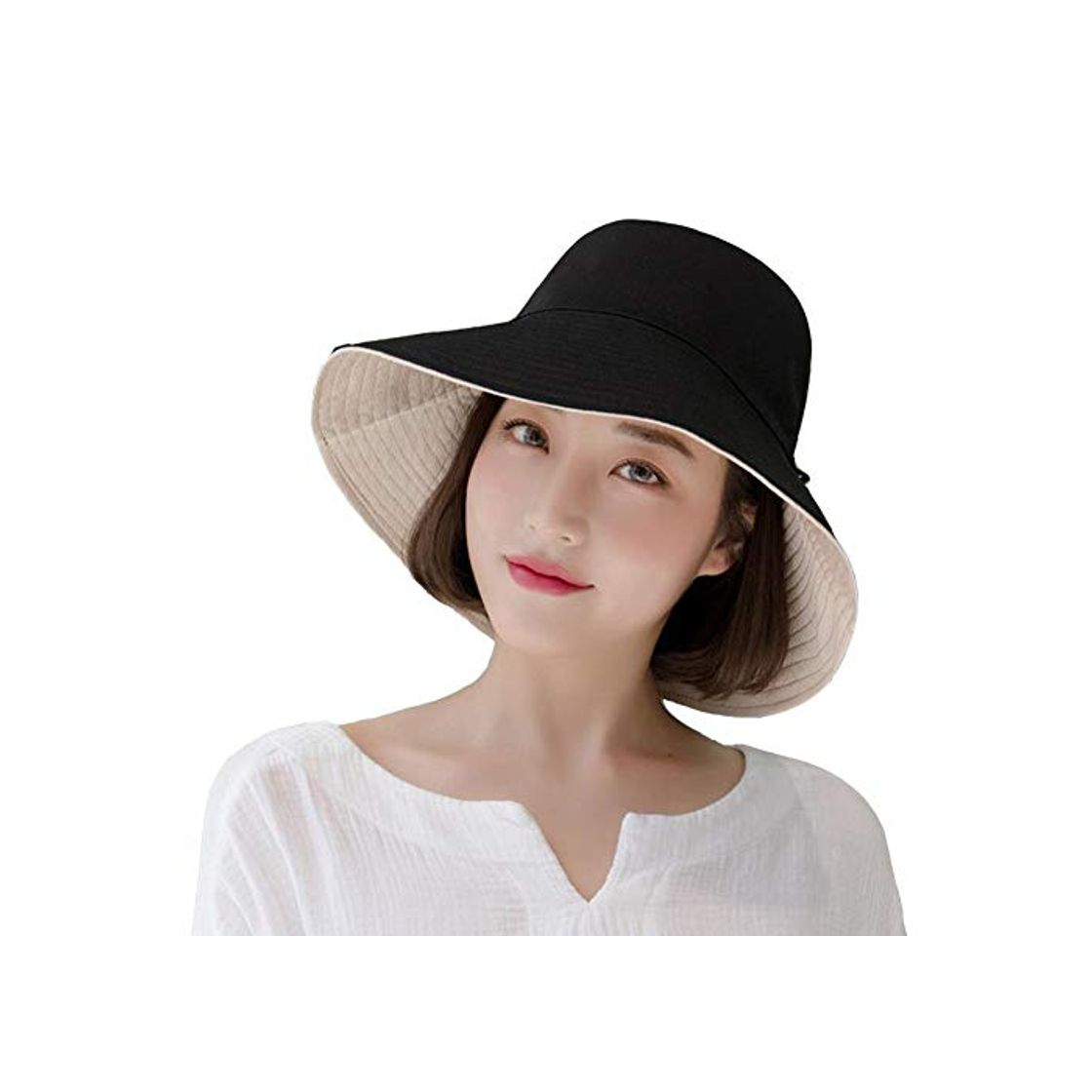 Social Yuccer Sombrero Mujer Verano Plegable, Algodón Protección Solar Gorro de Playa Mujer