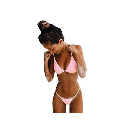 PinkLu Bikini Ajustable De Color SóLido para Mujer Sujetador Acolchado para Mujer