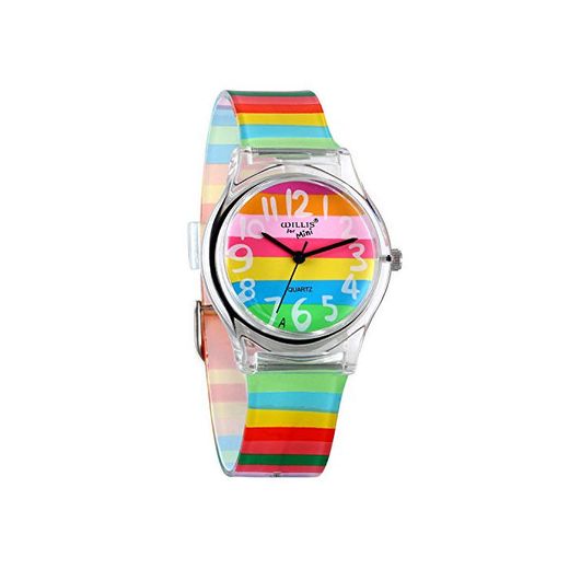 Avaner Reloj de Niña Mujer Reloj Analogico de Colores Arco Iris