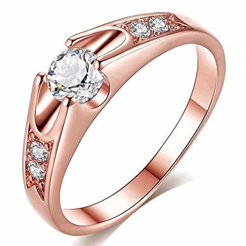 Social Conjunto de Color Oro Rosa Anel Feminino Bijoux Aneis 0.5 CT Anillo