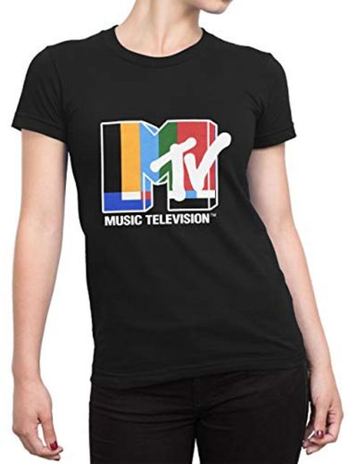 MTV Camiseta para Mujer Negro Medium