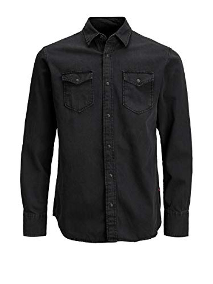 Moda Jack & Jones Jjesheridan Shirt L/s Camisa Vaquera, Negro