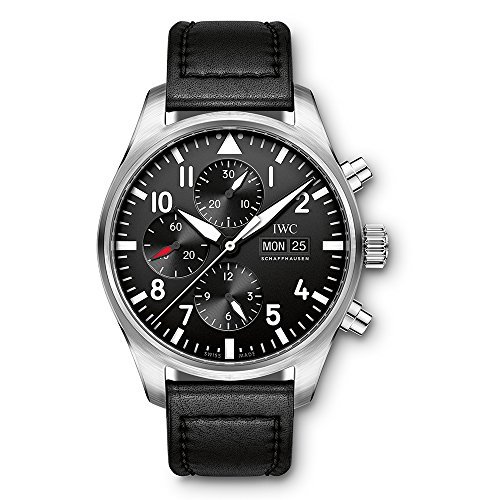 Fashion IWC Piloto Negro automático cronógrafo Mens Reloj iw377709