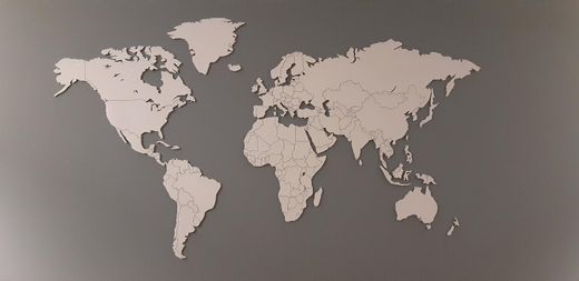 Mapa Mundo em Cortiça pintado em branco