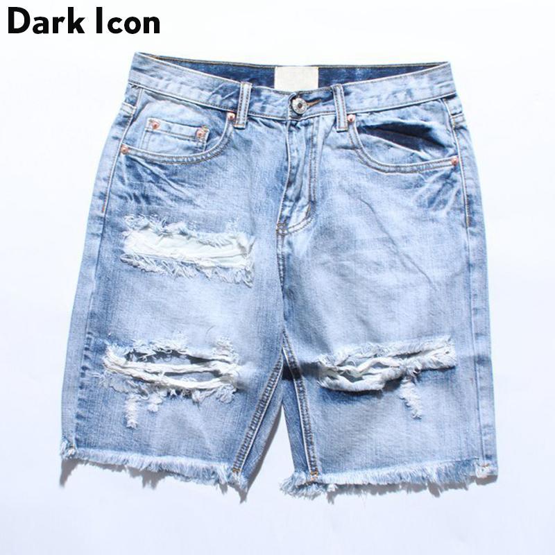 Fashion Denim Destroyed Shorts Men Summer Ripped Hip Hop Shorts Men ...