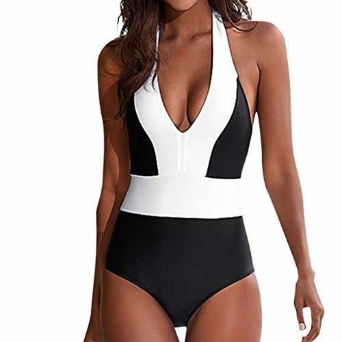 Mujeres bañador Cuello en V de Halter Monokini Sexy Push up banadores