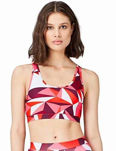 Activewear Sujetador Deportivo con Estampado y Tiras Cruzadas Mujer, Rojo