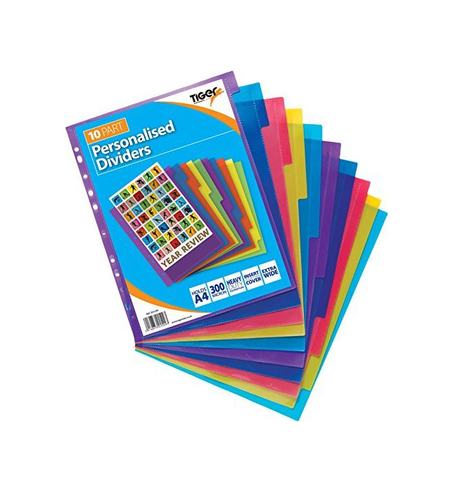 Social Tiger - Separadores para archivador personalizable A4 10 parte Extra ancho x 1 set
